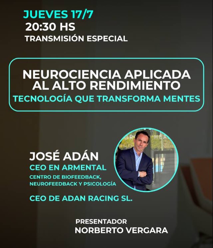 🧠✨ ¿Sabías que tu cerebro puede entrenarse como un músculo para alcanzar el máximo rendimiento?
El 17/7 a las 20:30 hs, viví una transmisión especial con José Adán, experto en neurociencia aplicada al alto rendimiento, CEO de ARMENTAL, en directo de Madrid.
Descubrí cómo la tecnología y el entrenamiento cerebral están revolucionando el mundo de los ejecutivos, deportistas y líderes.
Una experiencia única junto a @vorlystreaming y @ondastreaming, con la conducción de Norberto Vergara, fundador de @ortopediahsnrosario
🚀 ¡Conectate, inspirate y transformá tu mente!
🧬 Tecnología que potencia talentos reales.
📍No te lo pierdas. ¡Una oportunidad para entender cómo entrenar tu mente!
#Neurociencia #AltoRendimiento #Biofeedback #Neurofeedback #EjecutivosDeAltoRendimiento #TecnologíaQueTransforma #JoséAdán #MentalPerformance #NeurocienciaAplicada #EntrenaTuMente #StreamEnVivo #NeurocienciaParaLíderes #VorlyStreaming #OndaStreaming #CerebroEnAcción